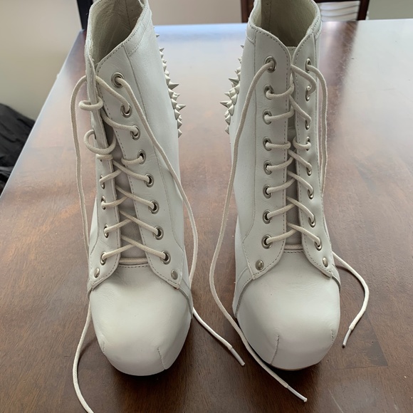 Jeffrey Campbell Spike White Leather Lita Booties - Picture 3 of 8